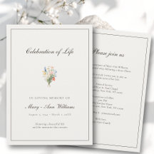 Elegant Beige Wildflower Celebration of Life