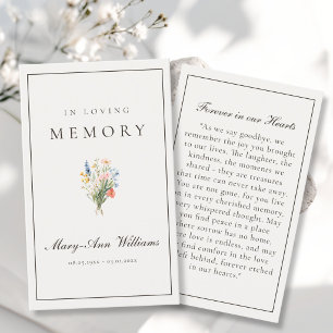 Elegant Beige Wildflower Memorial Prayer Card