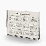 Elegant Beige with Company Name 2020 Desk Calendar Acrylic Award<br><div class="desc">Stylish acrylic block desk calendar features a black 2020 calendar superimposed over an elegant beige background. Add your company's name in the sidebar.

Copyright ©Claire E. Skinner,  All rights reserved.</div>