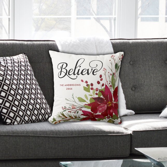 Elegant Believe Christmas Throw Pillow (Creator Uploaded)