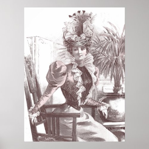 Elegant Belle Epoche Vintage Fashion Lady Poster