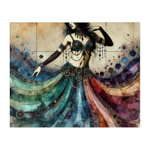 Elegant Belly Dancer Flowing Jewel-Toned Costume Acrylic Print