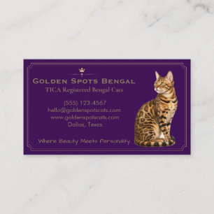 Elegant Bengal Cat Cattery Customizable Business Card