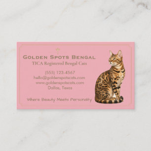 Elegant Bengal Cat Cattery Customizable Business Card