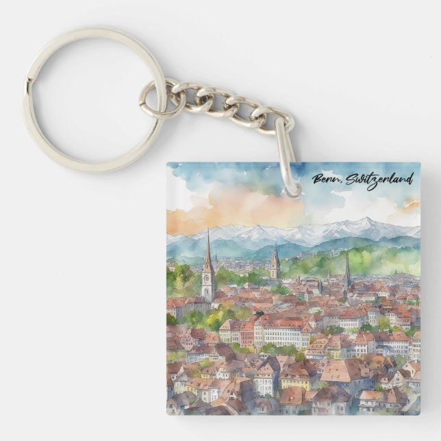 Elegant Bern Switzerland Europe Swiss Keychain (Front)