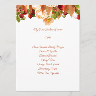 Elegant Berries and Flowers Menu Cards