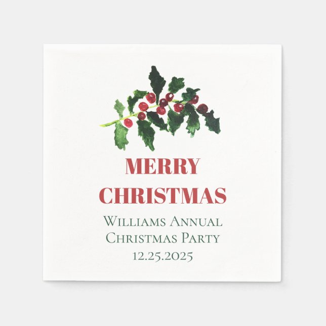 Elegant Berries Christmas Botanical Simple Napkins (Front)