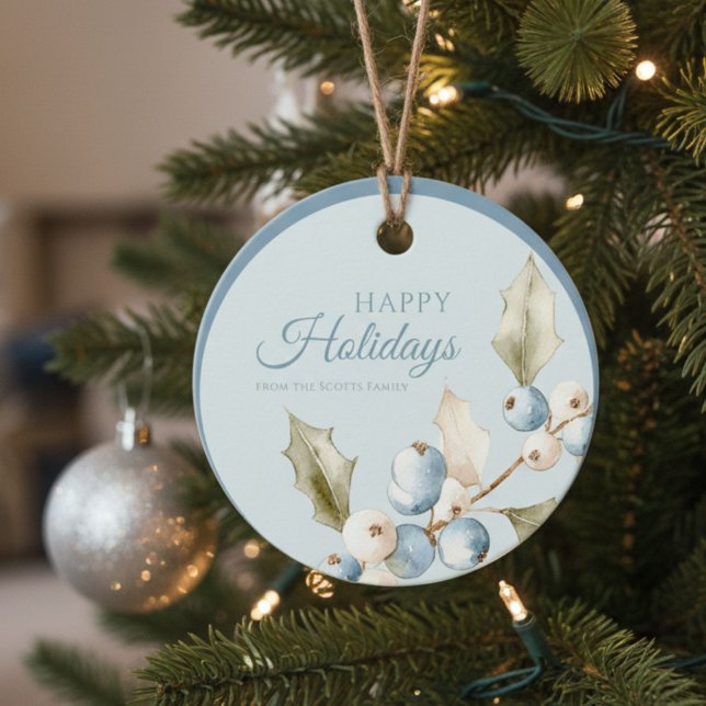 Elegant Berries Happy Holidays Round Gift Tag (Creator Uploaded)