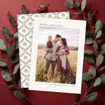 Elegant Berry Botanical Vertical Christmas Photo
