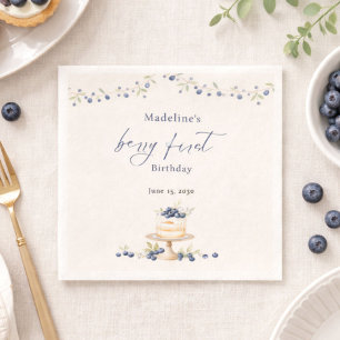 Elegant Berry First Blueberry Birthday Party Napkins