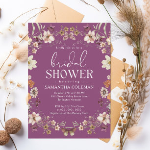 Elegant Berry Purple Wildflower Bridal Shower Invitation