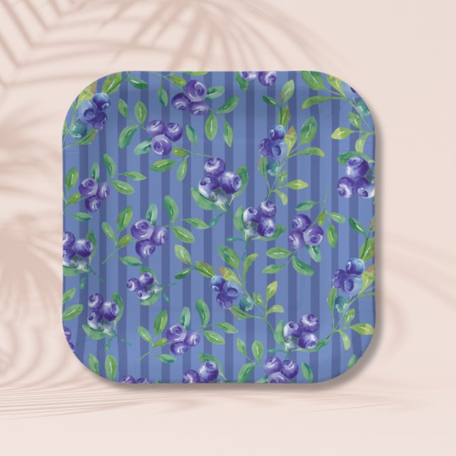 Elegant Berry Sweet Blueberries Baby Shower  Paper Plates (Creator Uploaded)