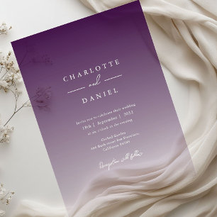 Elegant Berry Violet Gradient Acrylic Wedding Invitations