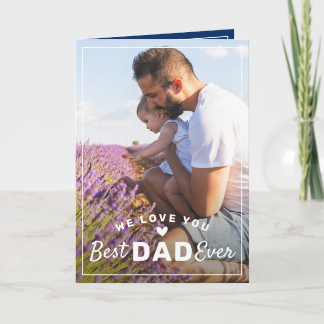 Elegant Best Dad Ever 2 Photo Father's Day Card (Front)