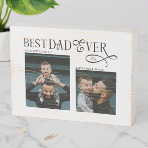 Elegant Best Dad Ever 2 Photos Fathers Day Gifts Wooden Box Sign