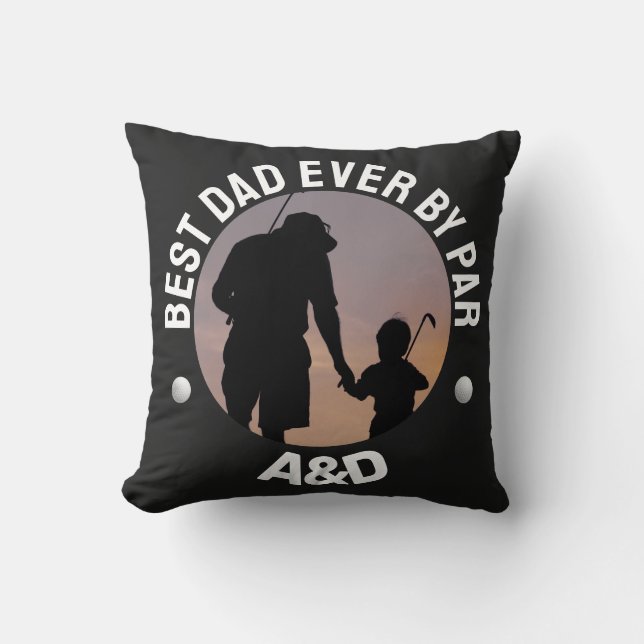 elegant best dad ever by par personalized photo  throw pillow (Front)