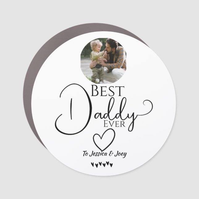elegant, best dad ever, calligraphy personalize car magnet (Front)