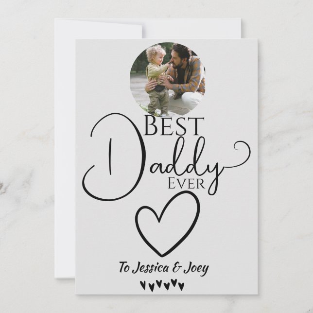 elegant, best dad ever, calligraphy personalize holiday card (Front)