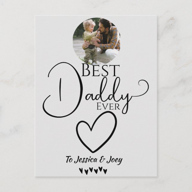 elegant, best dad ever, calligraphy personalize  holiday postcard (Front)