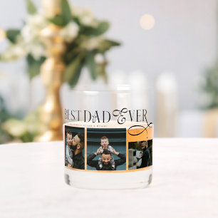Elegant Best Dad Ever Photo Collage Fathers Day Whiskey Glass
