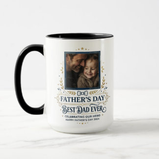 Elegant Best Dad Ever Photo Mug | Custom 2 Photo