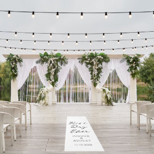 Elegant Best Day Ever Calligraphy Wedding Runner