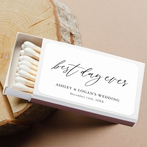 Elegant Best Day Ever Wedding Favor Matchboxes