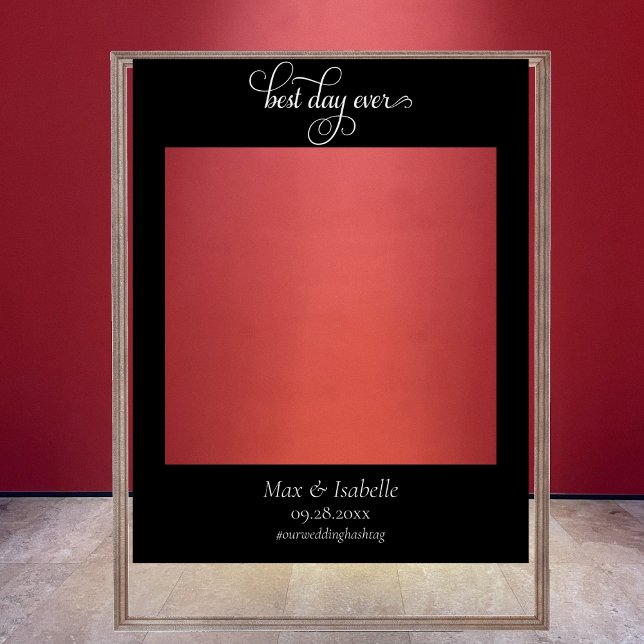 Elegant Best Day Ever Wedding Photo Prop Frame Foam Board (elegant best day ever wedding photobooth frame customizable with names wedding date insta hashtag)
