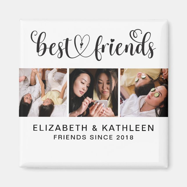 Elegant Best Friends Script Photo Collage Magnet (Front)