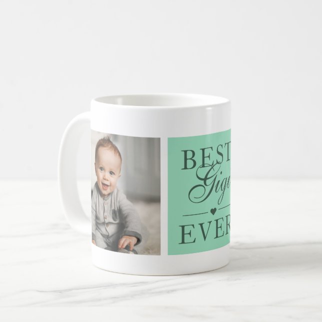 Elegant Best Gigi Ever Green Photo Coffee Mug (Front Left)