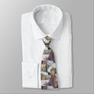 Elegant Best Man Calla Lilies Flower Neck Tie