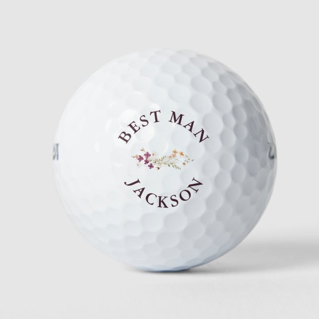 Elegant Best Man Groomsman Wedding Favor Golf Balls (Front)