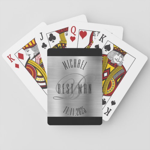 Elegant Best Man Monogram Wedding Poker Cards