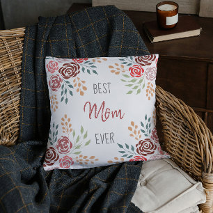 Elegant Best Mom Ever Floral Mother’s Day Throw Pillow