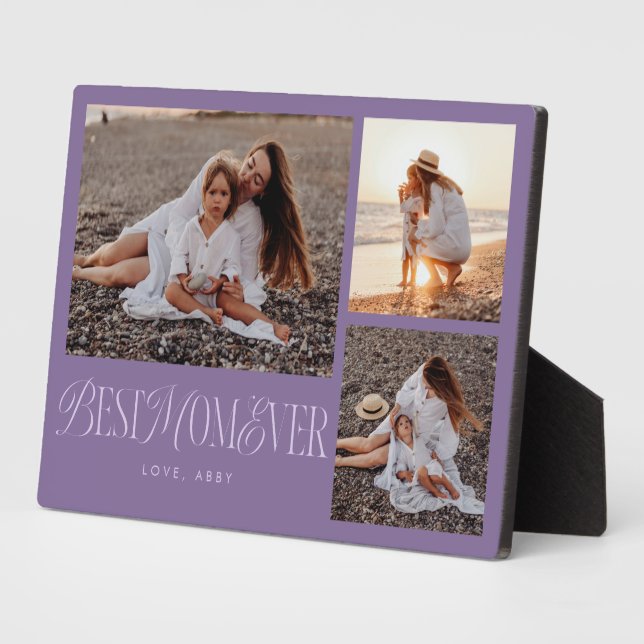 Elegant Best Mom Ever Purple Collage Plaque (Side)