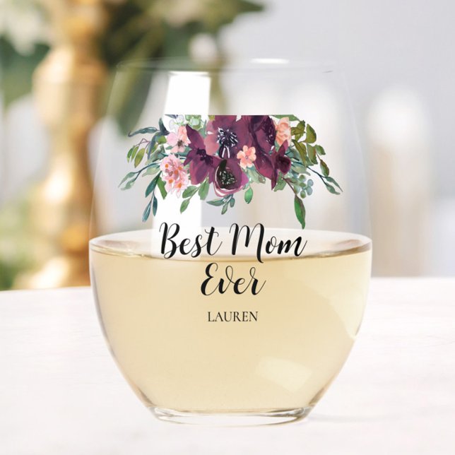 Elegant Best Mom Ever Stemless Wine Glass (Looking for a fun, trendy yet elegant Mother's Day gift for your Mom, Grandma or Sister? )