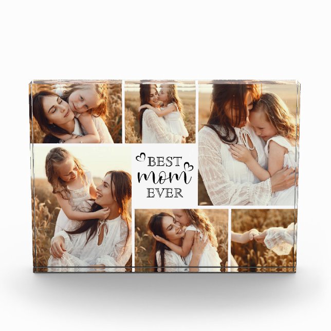 Elegant Best Mom Ever Typography Cute Photo Block (Front)
