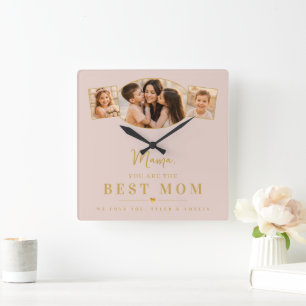 Elegant Best Mom Mother's Day Photo Square Wall Clock