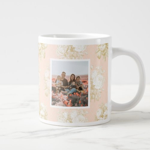 Elegant Best Nana Floral Pink Photo Mothers Day Giant Coffee Mug