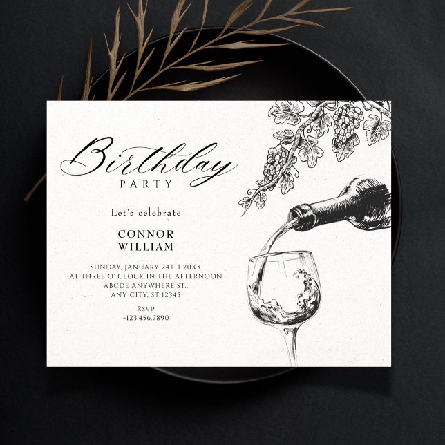 Elegant beverage wine birthday invitation (Creator Uploaded)