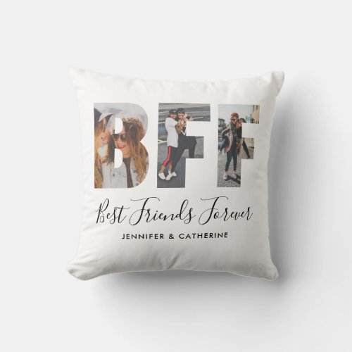 Elegant BFF Photo Collage Best Friends Forever Throw Pillow