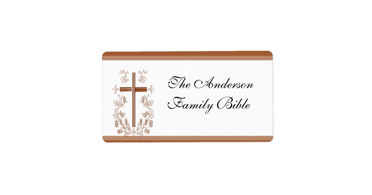 Elegant Bible Cross Label | Zazzle