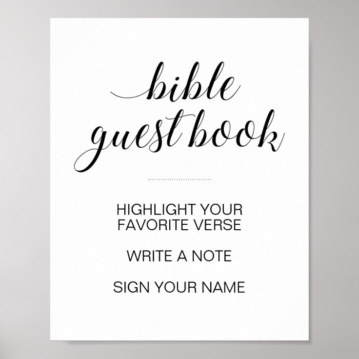 Elegant Bible Guest Book Wedding Sign Zazzle