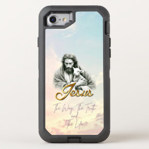 Elegant Bible  Pastel Sky Jesus Lamb Gold Script OtterBox Defender iPhone SE/8/7 Case