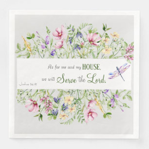 Elegant Bible Verse Botanical Watercolor Paper Dinner Napkins