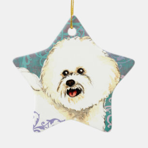 Elegant Bichon Frise Ceramic Ornament