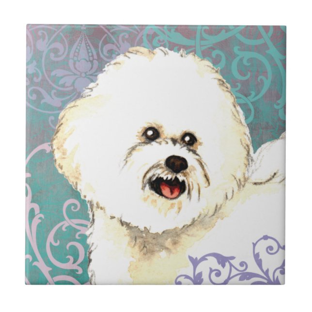 Elegant Bichon Frise Ceramic Tile (Front)