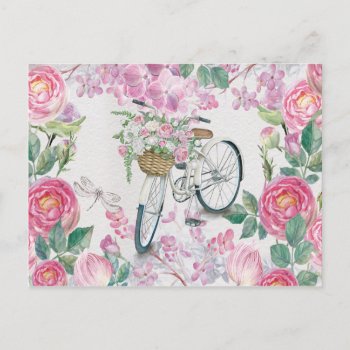 Elegant Bicycle And Flowers Postcard by GiftsGaloreStore at Zazzle