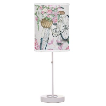Elegant Bicycle And Flowers Table Lamp by GiftsGaloreStore at Zazzle