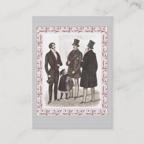 Elegant Biedermeier Gentlemen in Formal Wear Business Card